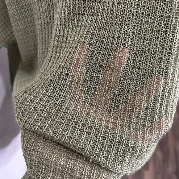 Oversize Green Textured Knit Dolman Sleeve Wrap Cardigan Sweater Women's Size 14 - Picture 3 of 4